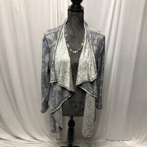 Christopher and Banks Cardigan Womens Size Medium Gray Draped Open Front Sweater